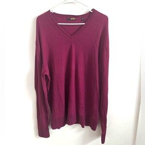 Murano Luxurious Italian Men’s Sweater Wool XL Burgundy Lightweight Old Money